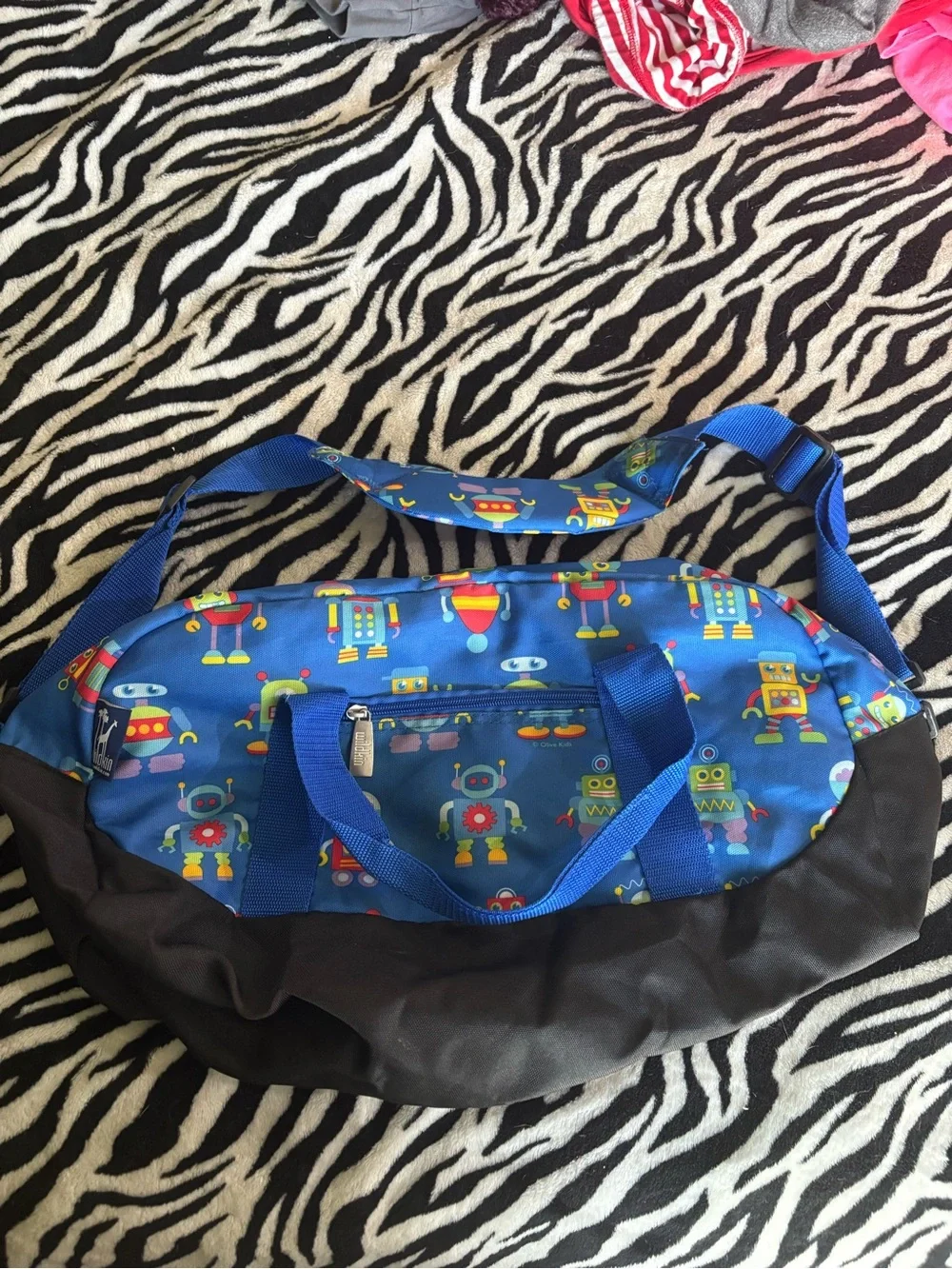Kids Robot Print Blue Duffle Bag